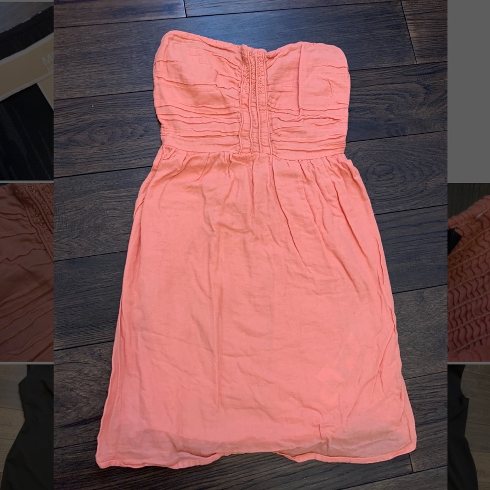 Zara coral strapless summer dress.